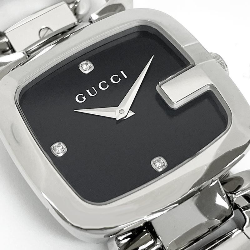 Gucci G Gucci Diamonds Black Dial Silver Steel Strap Watch For Women - YA125406 Buy Now By Gucci