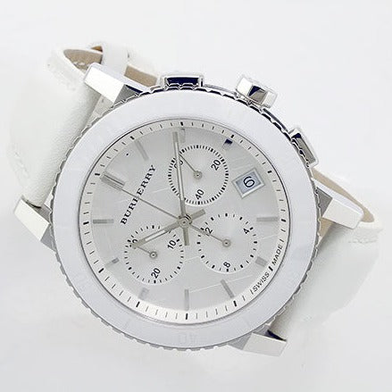 Burberry City Chronograph White Dial White Leather Strap Watch For Women - BU9701 Buy Now By Burberry