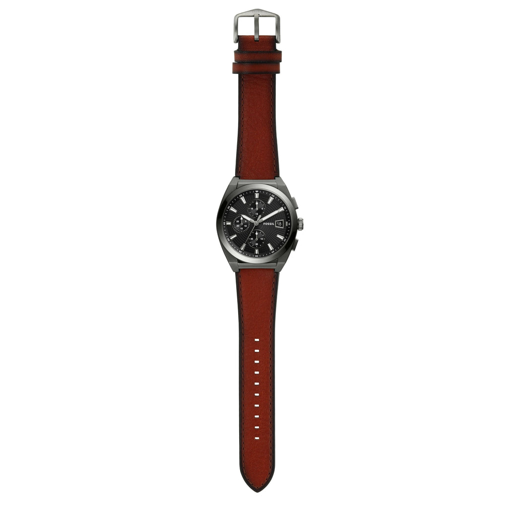 Fossil Everett Chronograph Grey Dial Brown Leather Strap Watch for Men - FS5799 Buy Now By Fossil