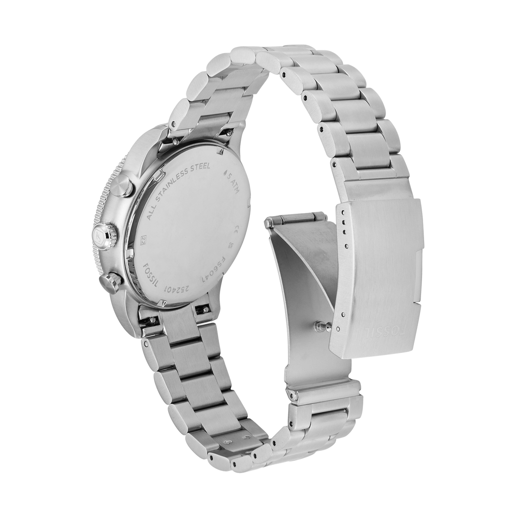 Fossil Sport Tourer Chronograph Blue Dial Silver Steel Strap Watch for Men - FS6047 Buy Now By Fossil