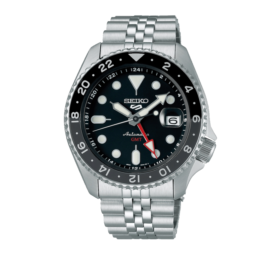 Seiko 5 Sports Automatic GMT Black Dial Silver Steel Strap Watch For Men - SSK001K1 Buy Now By Seiko