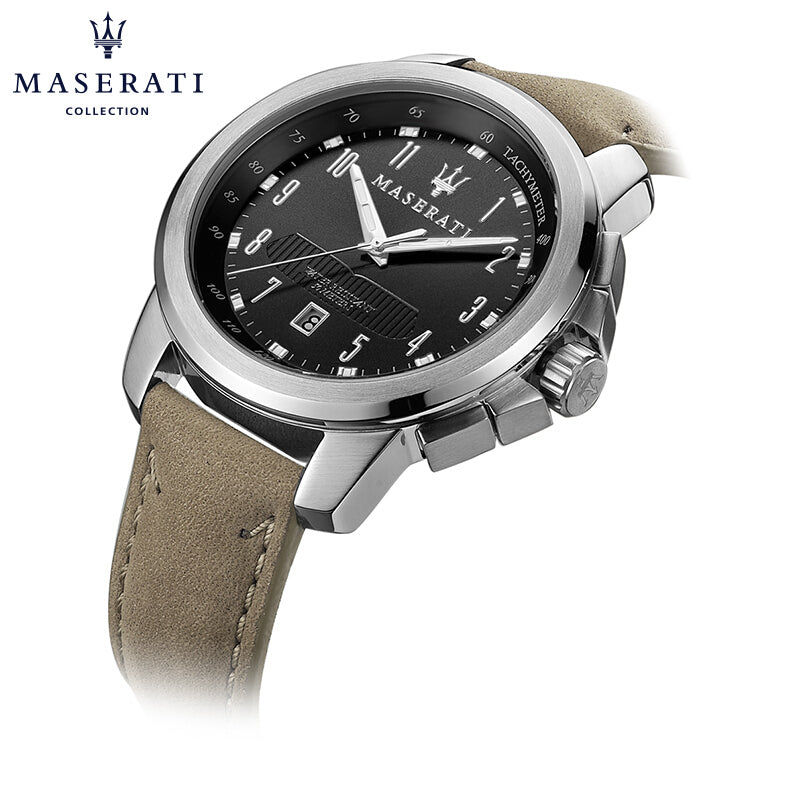 Maserati Successo Black Dial Beige Leather Strap Watch For Men - R8851121004 Buy Now By Maserati