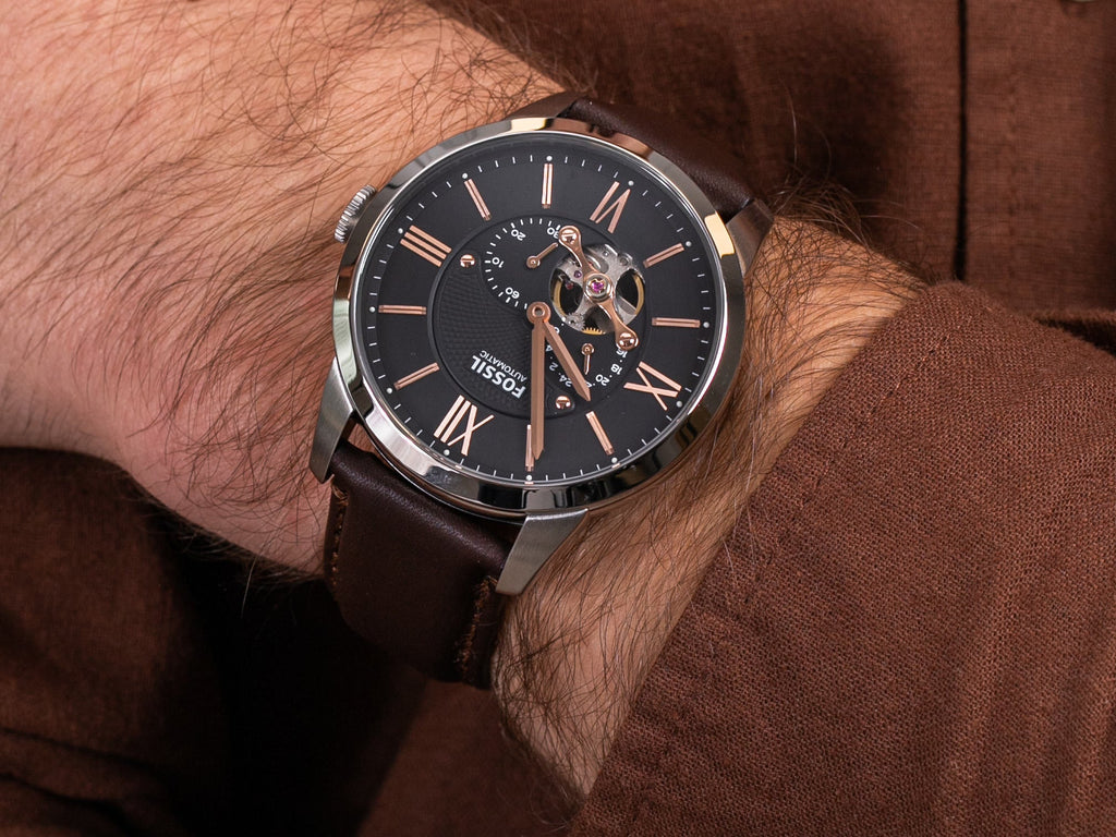 Fossil Townsman Automatic Black Dial Brown Leather Strap Watch for Men - ME3061 Buy Now By Fossil