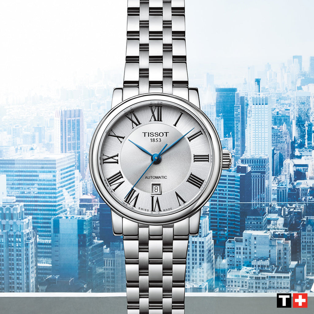 Tissot T Classic Carson Premium Automatic Lady Silver Dial Silver Steel Strap Watch for Women - T122.207.11.033.00 Buy Now By Tissot