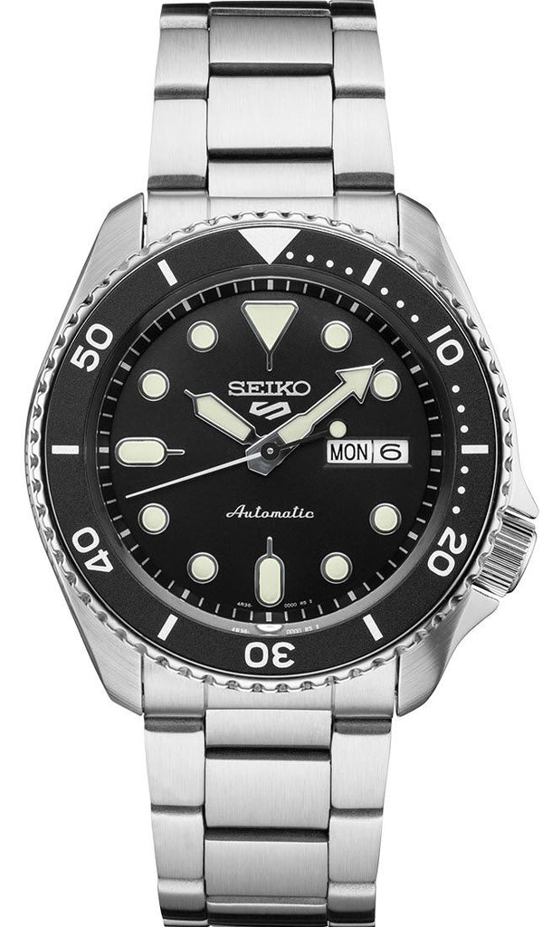 Seiko 5 Sports Automatic Day Date Black Dial Silver Steel Strap Watch for Men - SRPD55K1 Buy Now By Seiko