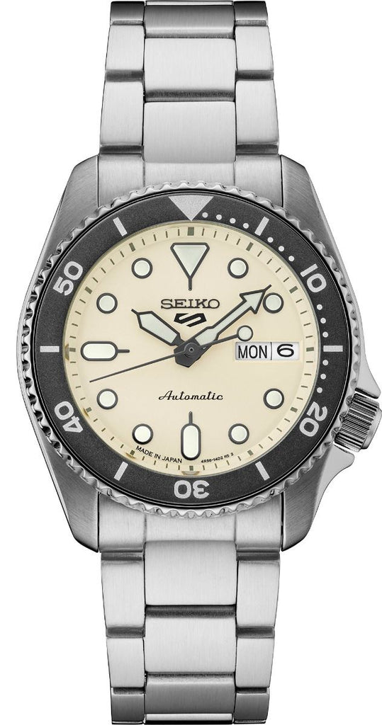 Seiko 5 Sports SKX Automatic Cream Dial Silver Steel Strap Watch For Men - SRPK31K1 Buy Now By Seiko