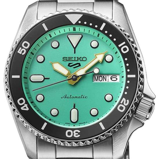Seiko 5 Sports SKX Midi Automatic Teal Dial Silver Steel Strap Watch For Men - SRPK33K1 Buy Now By Seiko