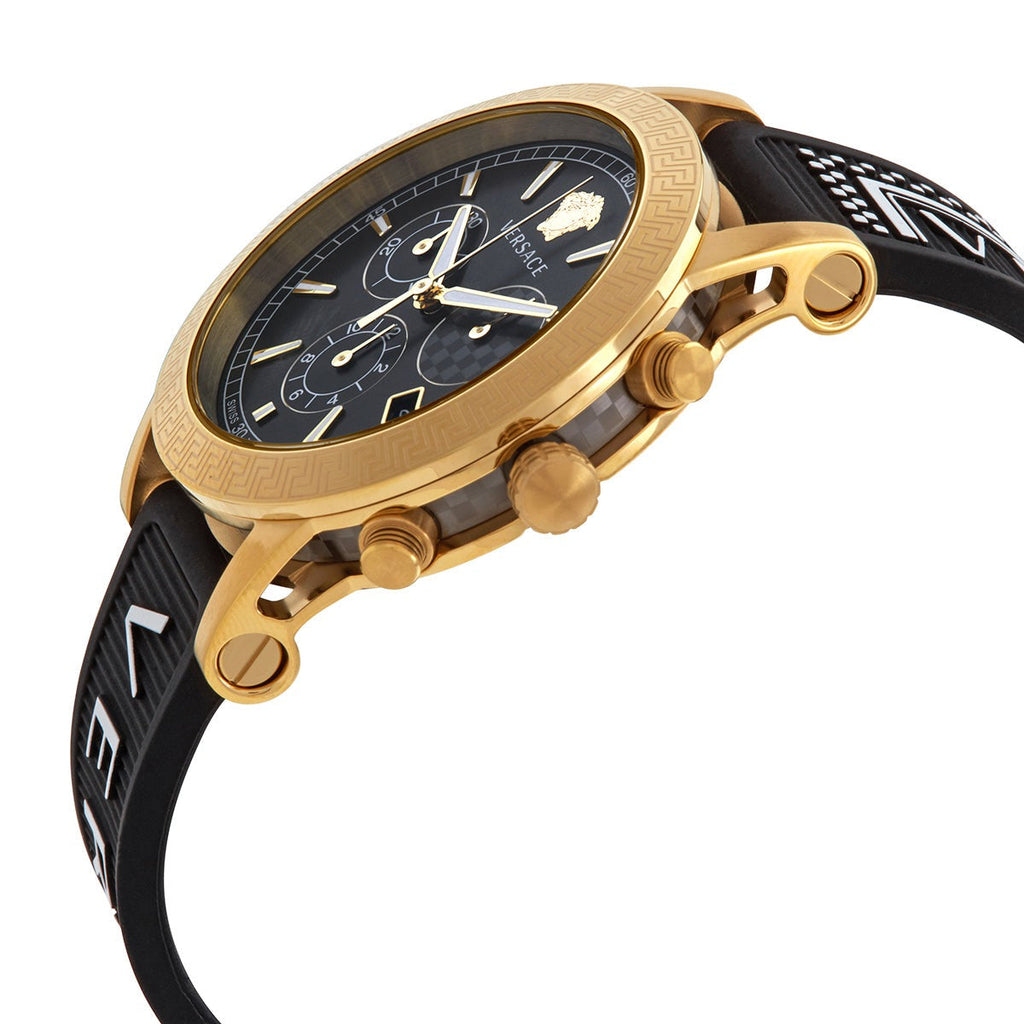 Versace Sports Tech Chronograph Black Dial Black Rubber Strap Watch for Men - VELT00119 Buy Now By Versace