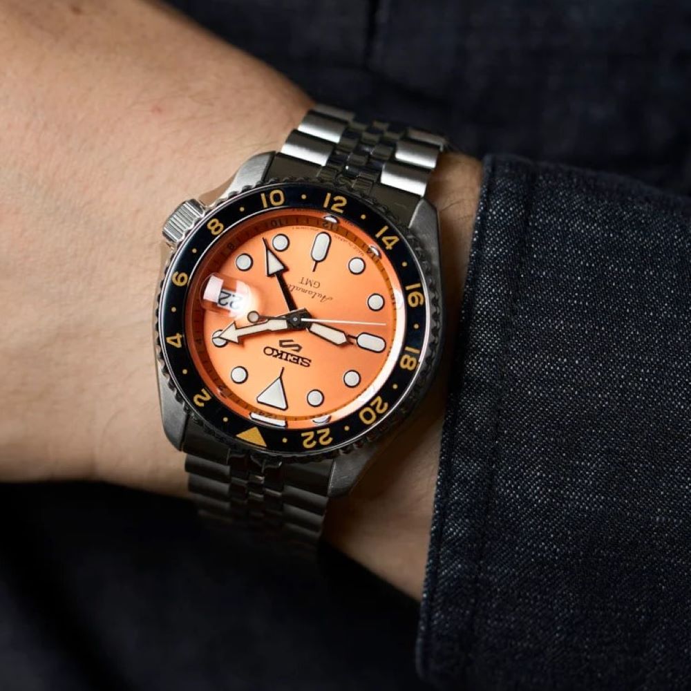 Seiko 5 Sports GMT Automatic Orange Dial Silver Steel Strap Watch For Men - SSK005K1 Buy Now By Seiko