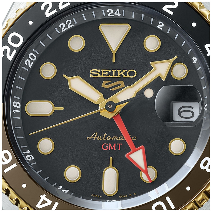 Seiko 5 Sports SKX GMT Automatic Mocha Black Dial Brown Leather Strap Watch For Men - SSK036K1 Buy Now By Seiko