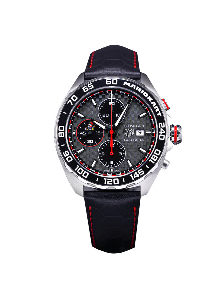 Tag Heuer Formula 1 Mario Kart Chronograph Black Dial Black Leather Strap Watch for Men - CAZ201E.FC6517 Buy Now By Tag Heuer