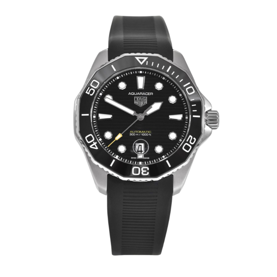 Tag Heuer Aquaracer Professional 300 Automatic Black Dial Black Rubber Strap Watch for Men - WBP201A.FT6197 Buy Now By Tag Heuer