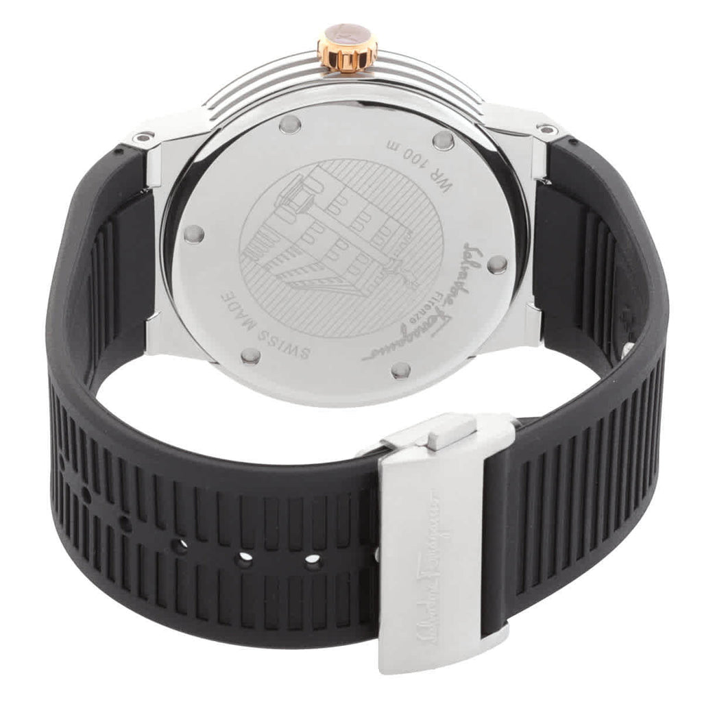 Salvatore Ferragamo F-80 Black Dial Black Rubber Strap Watch For Men - SFHY00120 Buy Now By Salvatore Ferragamo