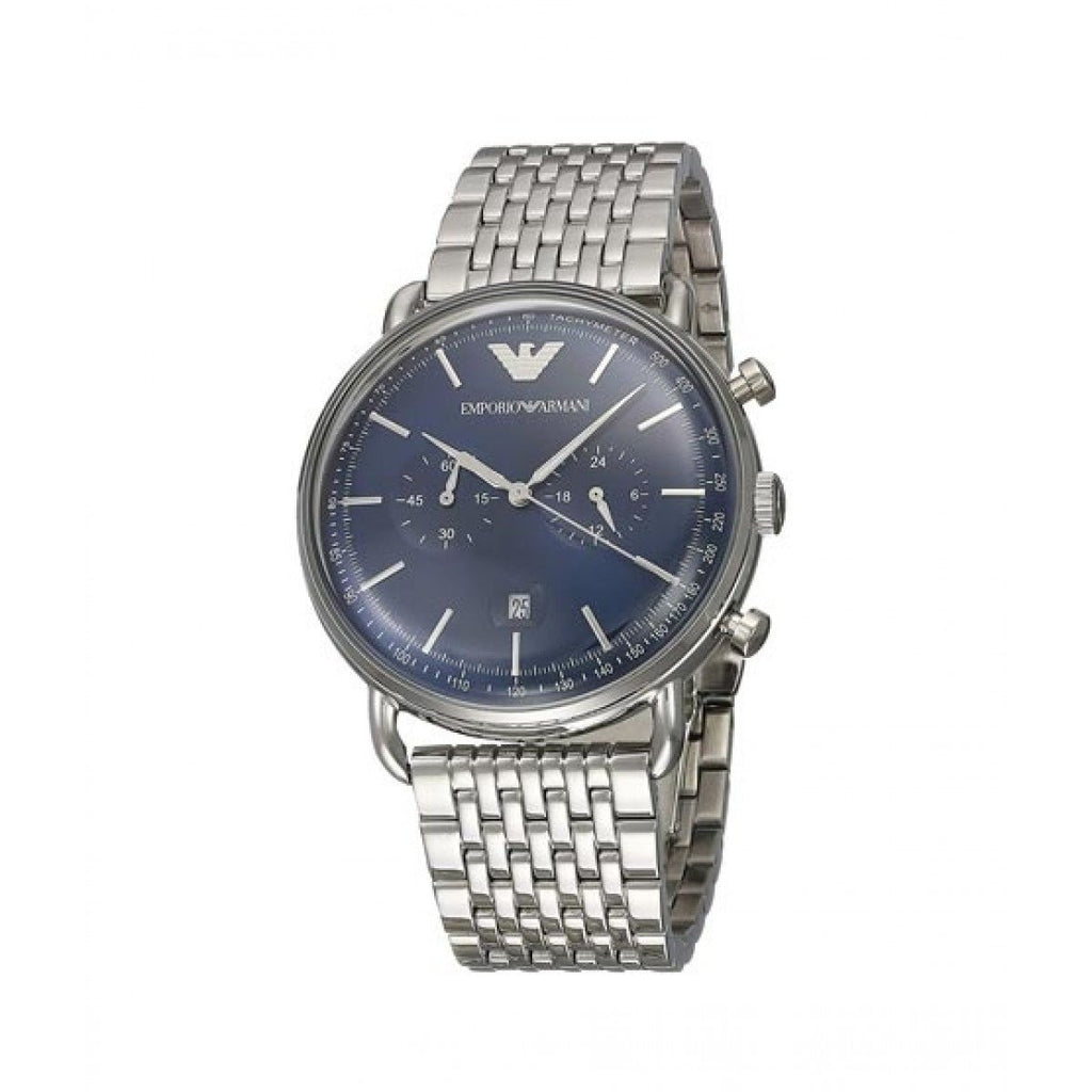 Emporio Armani Aviator Chronograph Blue Dial Silver Steel Strap Watch For Men - AR11238 Buy Now By Emporio Armani