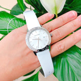 Calvin Klein Steady Silver Dial White Leather Strap Watch for Women - K7Q211L6 Buy Now By Calvin Klein
