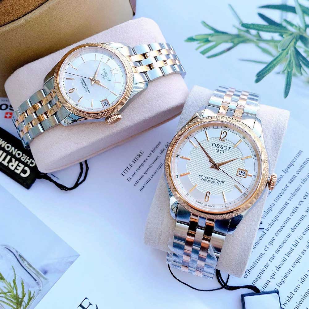 Tissot Ballade Powermatic 80 Mother of Pearl Silver Dial Two Tone Steel Strap Watch For Women - T108.208.22.117.00