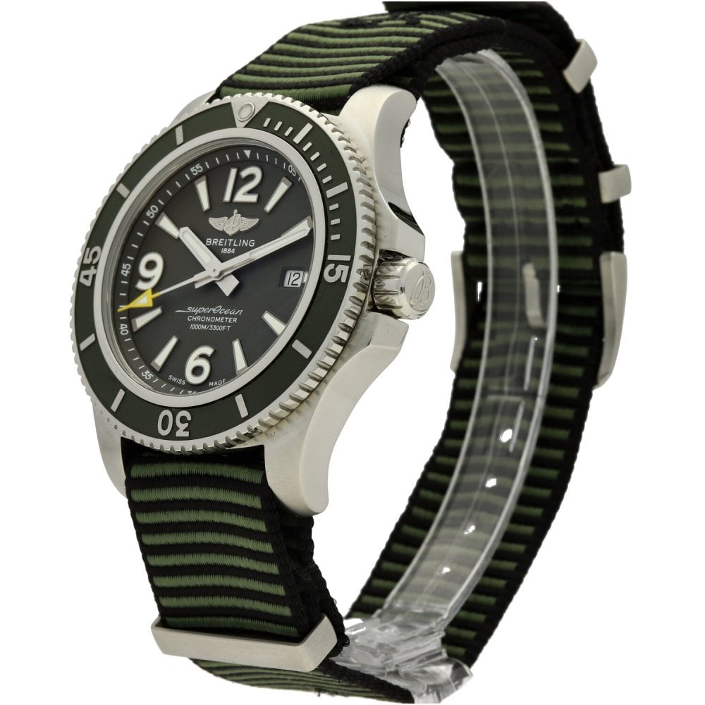 Breitling Superocean Automatic 44mm Outerknown Green Dial Green Nylon Strap Watch for Men - A17367A11L1W1 Buy Now By Breitling