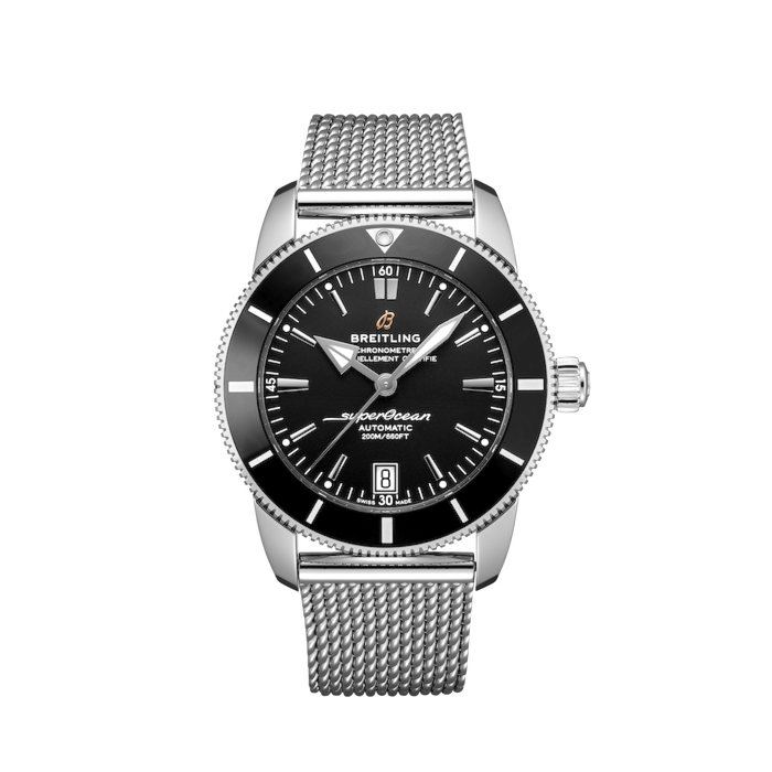 Breitling Superocean Heritage B20 Automatic 42 Black Dial Silver Mesh Bracelet Watch for Men - AB2010121B1A1 Buy Now By Breitling