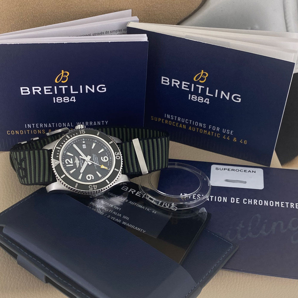 Breitling Superocean Automatic 44mm Outerknown Green Dial Green Nylon Strap Watch for Men - A17367A11L1W1 Buy Now By Breitling