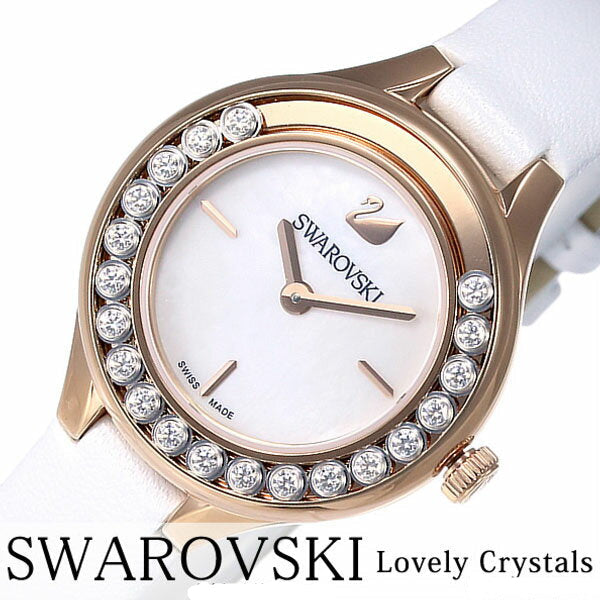 Swarovski Lovely Crystals Mother of Pearl Dial White Leather Strap Watch for Women - 5242904 Buy Now By Swarovski