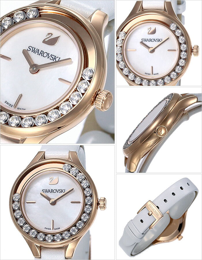 Swarovski Lovely Crystals Mother of Pearl Dial White Leather Strap Watch for Women - 5242904 Buy Now By Swarovski