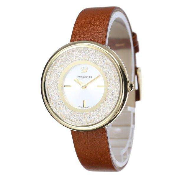 Swarovski Crystalline Pure White Dial Brown Leather Strap Watch for Women - 5275040 Buy Now By Swarovski