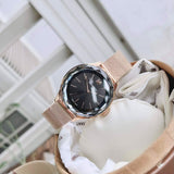 Swarovski Octea Nova Black Dial Rose Gold Mesh Bracelet Watch for Women - 5430424 Buy Now By Swarovski