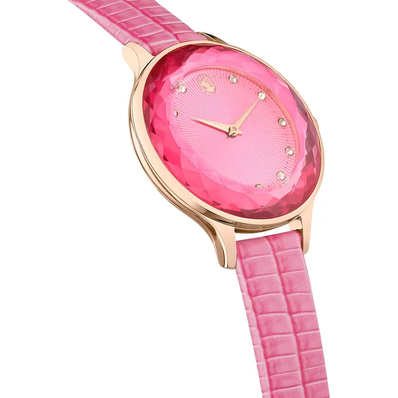 Swarovski Octea Nova Pink Dial Pink Leather Strap Watch for Women - 5650030 Buy Now By Swarovski