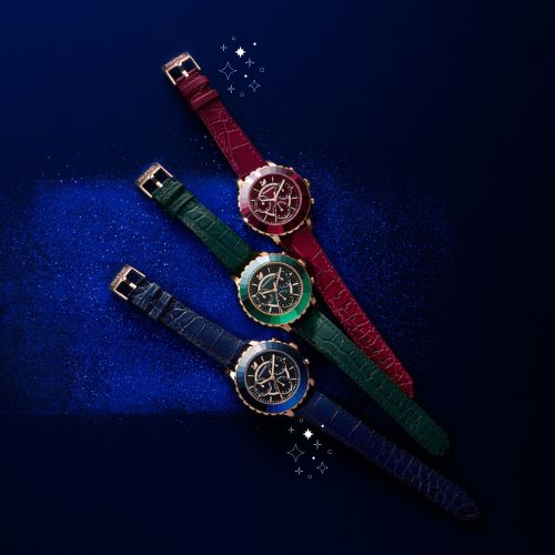 Swarovski Octea Lux Chrono Emerald Green Dial Green Leather Strap Watch for Women - 5452498 Buy Now By Swarovski