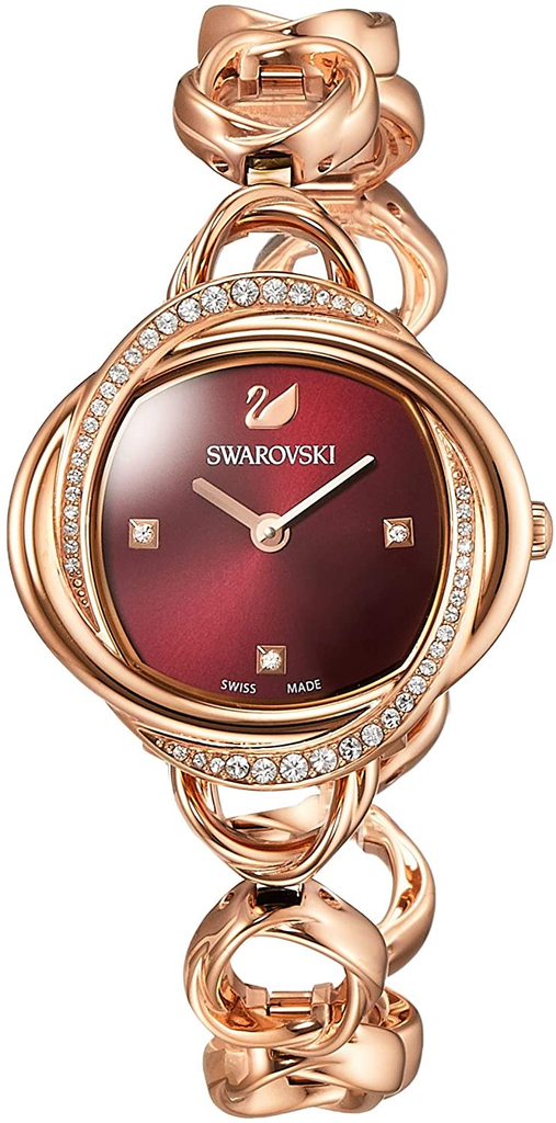 Swarovski Crystal Flower Red Dial Rose Gold Steel Strap Watch for Women - 5552783 Buy Now By Swarovski