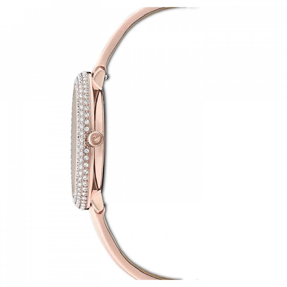 Swarovski Crystal Frost White Dial Pink Leather Strap Watch for Women - 5519223 Buy Now By Swarovski