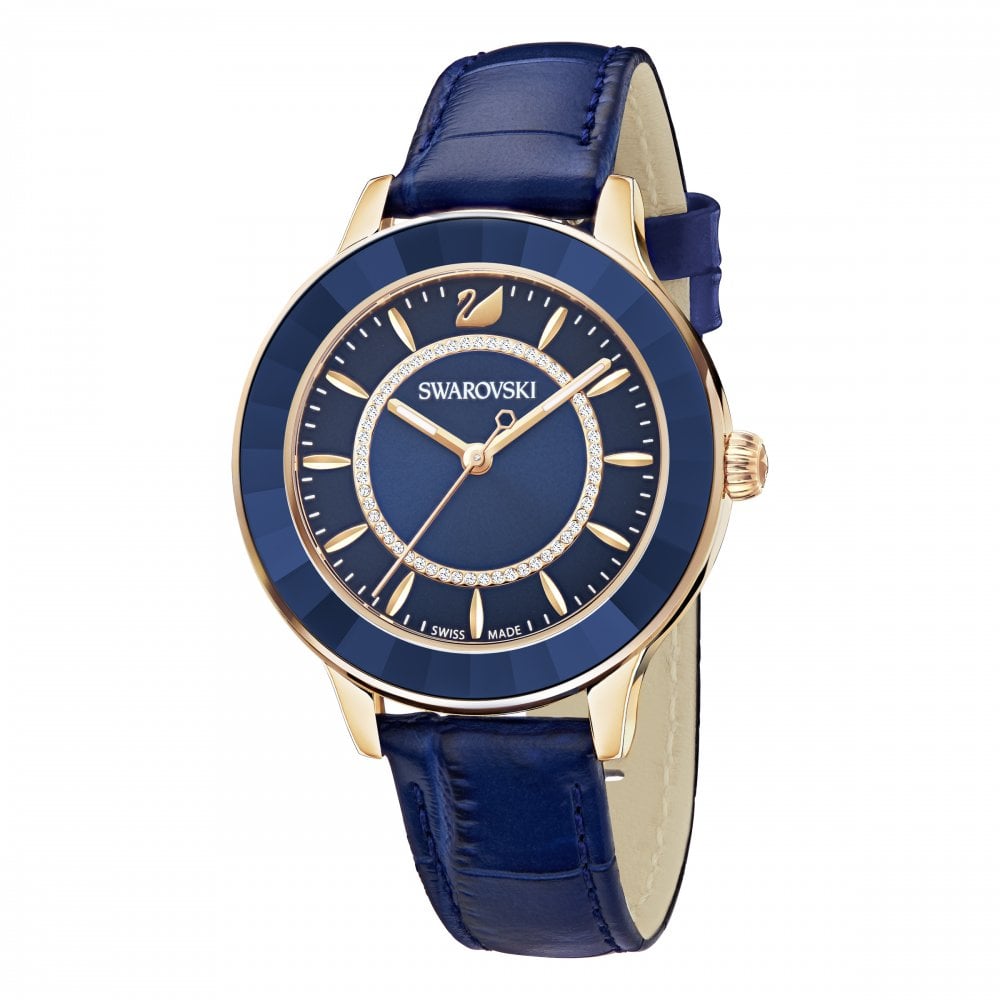 Swarovski Octea Lux Blue Dial Blue Leather Strap Watch for Women - 5414413 Buy Now By Swarovski