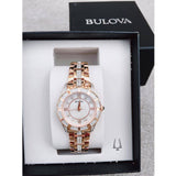 Bulova Crystal Mother of Pearl Dial Rose Gold Steel Strap Watch for Women - 98L197 Buy Now By Bulova