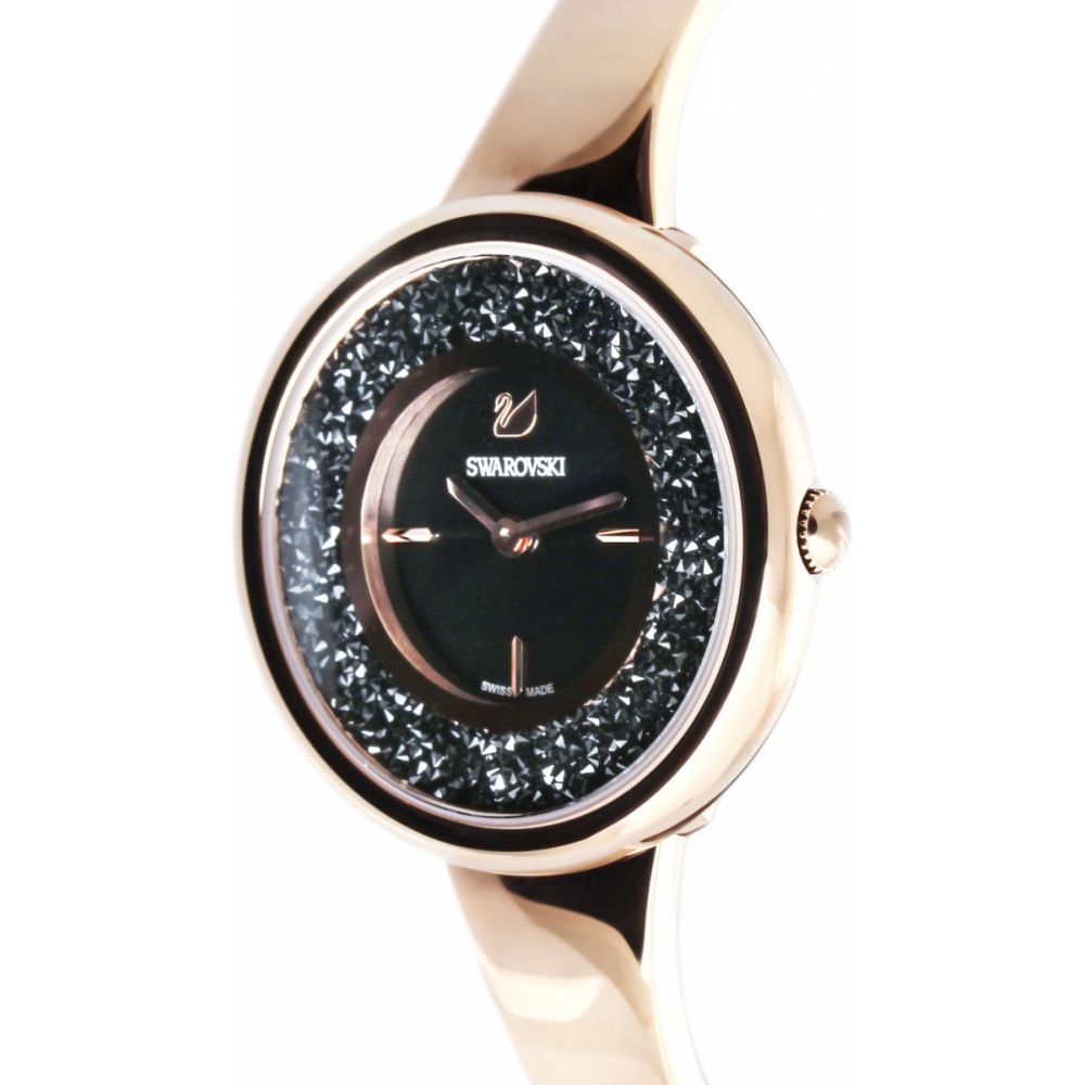 Swarovski Crystalline Pure Black Dial Rose Gold Steel Strap Watch for Women - 5295334 Buy Now By Swarovski