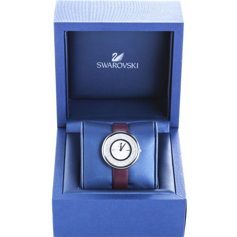 Swarovski Crystalline Silver Dial Purple Leather Strap Watch for Women - 5295355 Buy Now By Swarovski