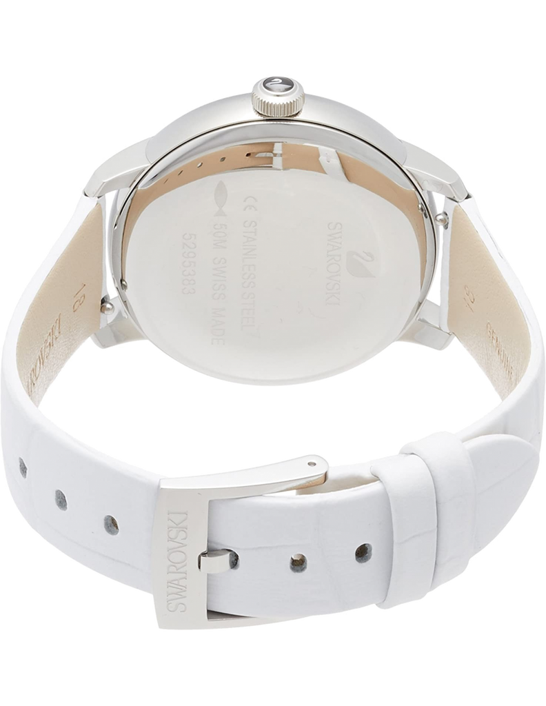 Swarovski Crystalline Hours Silver Dial White Leather Strap Watch for Women - 5295383 Buy Now By Swarovski
