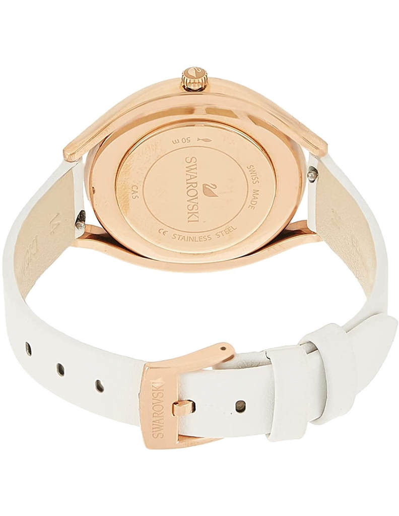 Swarovski Crystalline Aura Silver Dial White Leather Strap Watch for Women - 5519453 Buy Now By Swarovski
