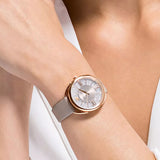 Swarovski Crystalline Glam Silver Dial Grey Leather Strap Watch for Women - 5452455 Buy Now By Swarovski