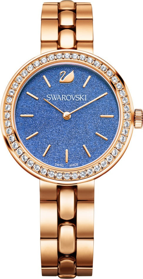 Swarovski Daytime Glittering Blue Dial Rose Gold Steel Strap Watch for Women - 5182277 Buy Now By Swarovski