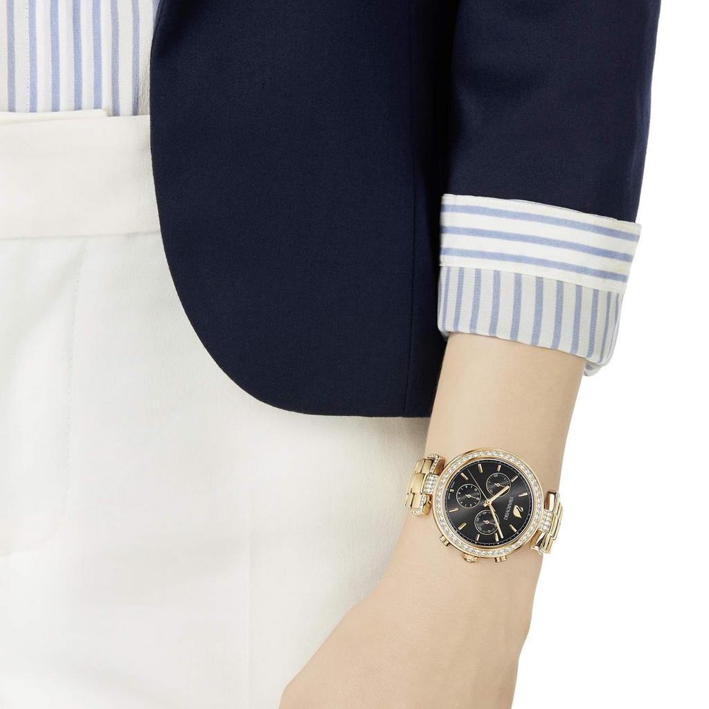 Swarovski Era Journey Chronograph Black Dial Black Leather Strap Watch for Women - 5295320 Buy Now By Swarovski