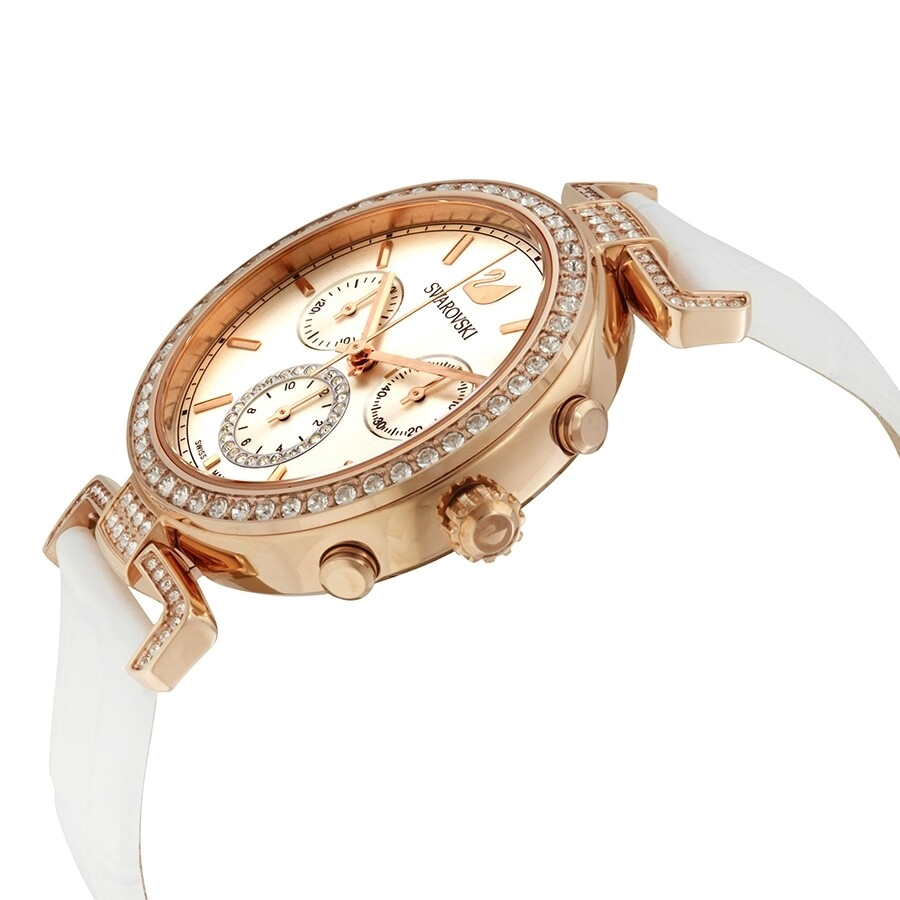 Swarovski Era Journey Silver Dial White Leather Strap Watch for Women - 5295369 Buy Now By Swarovski
