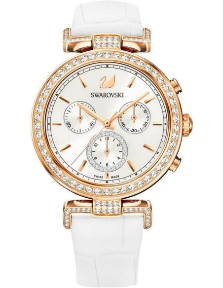 Swarovski Era Journey Silver Dial White Leather Strap Watch for Women - 5295369 Buy Now By Swarovski