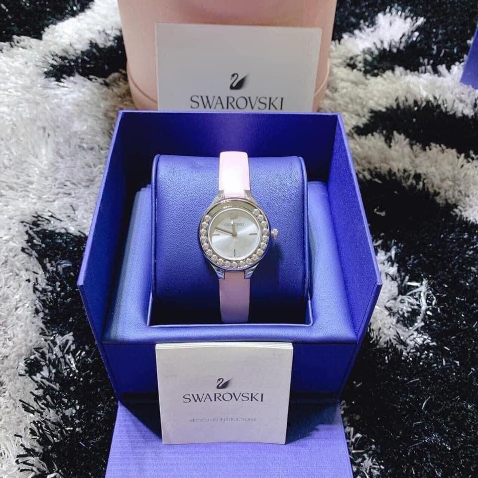 Swarovski Lovely Crystals Silver Dial Pink Leather Strap Watch for Women - 5261493 Buy Now By Swarovski