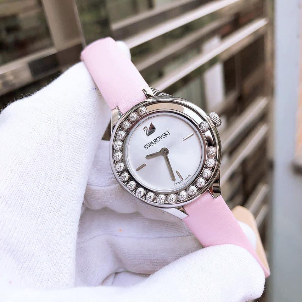 Swarovski Lovely Crystals Silver Dial Pink Leather Strap Watch for Women - 5261493 Buy Now By Swarovski