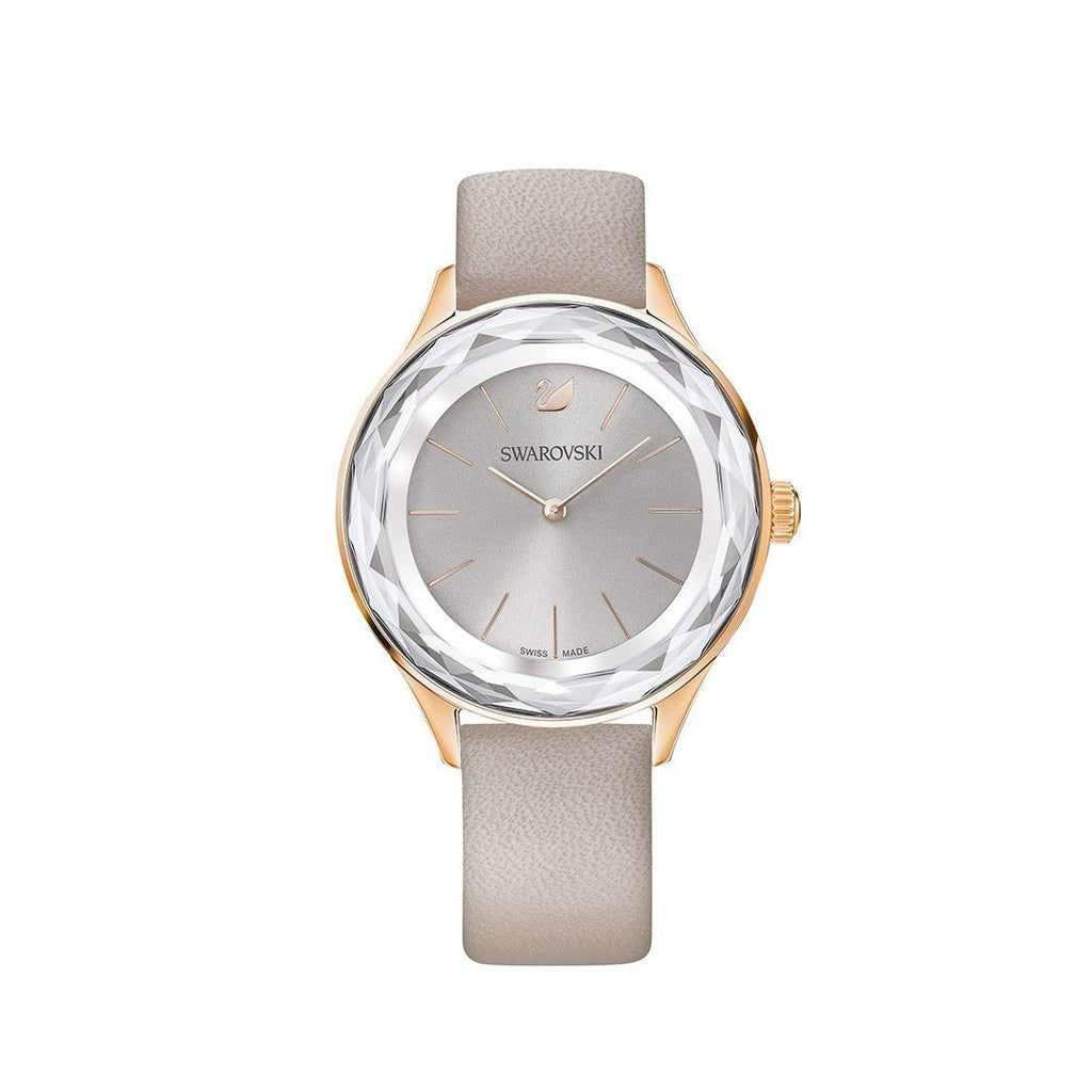 Swarovski Octea Nova Grey Dial Grey Leather Strap Watch for Women - 5295326 Buy Now By Swarovski
