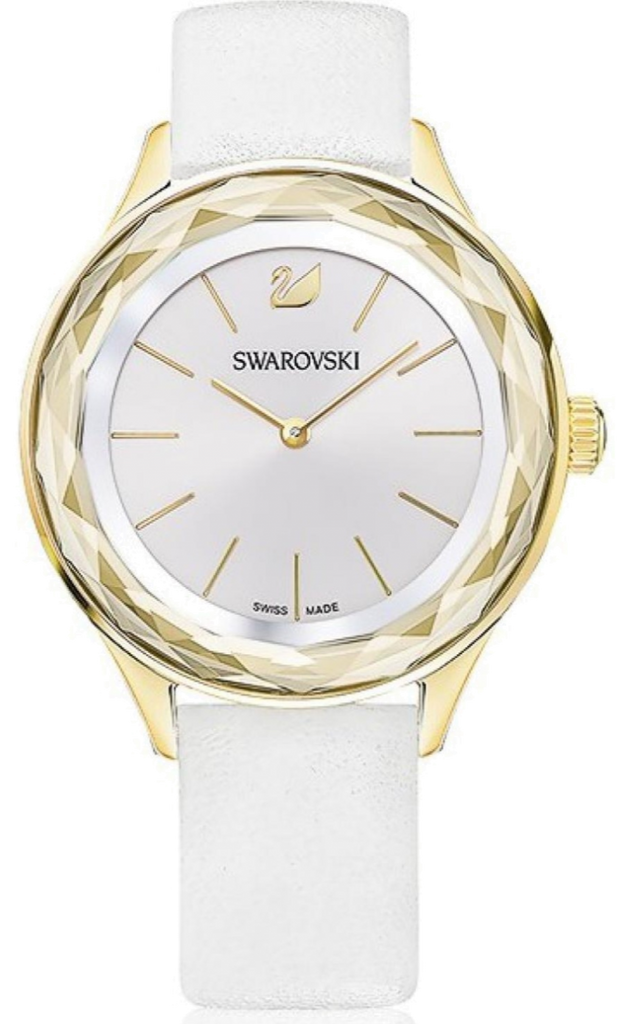 Swarovski Octea Nova Quartz White Dial White Leather Strap Watch for Women - 5295337 Buy Now By Swarovski