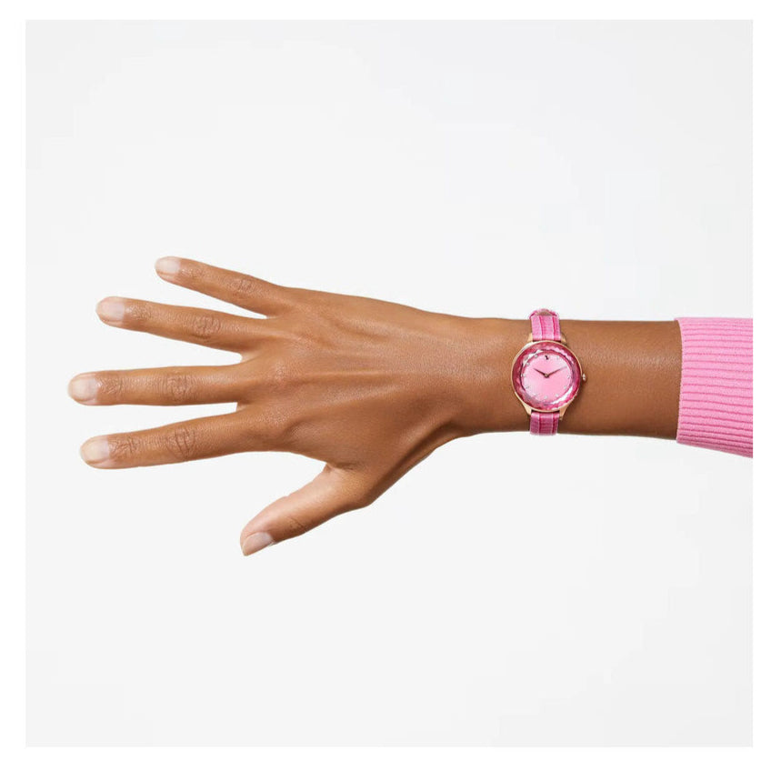 Swarovski Octea Nova Pink Dial Pink Leather Strap Watch for Women - 5650030 Buy Now By Swarovski