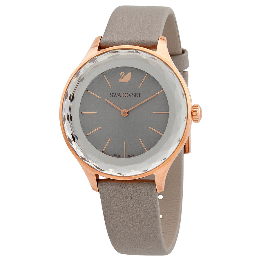Swarovski Octea Nova Grey Dial Grey Leather Strap Watch for Women - 5295326 Buy Now By Swarovski