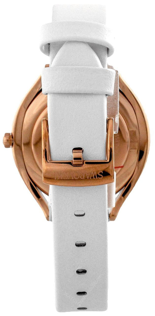Swarovski Crystalline Aura Silver Dial White Leather Strap Watch for Women - 5519453 Buy Now By Swarovski