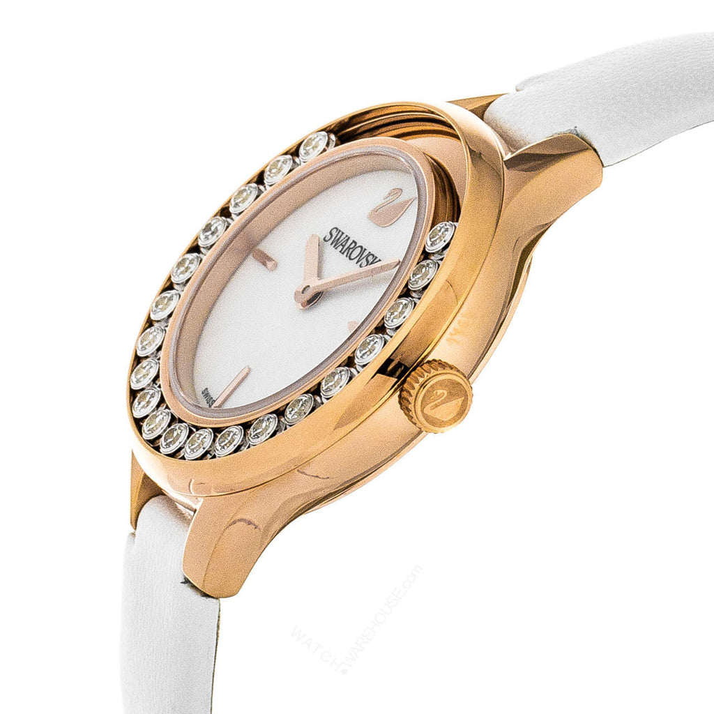 Swarovski Lovely Crystals Mother of Pearl Dial White Leather Strap Watch for Women - 5242904 Buy Now By Swarovski